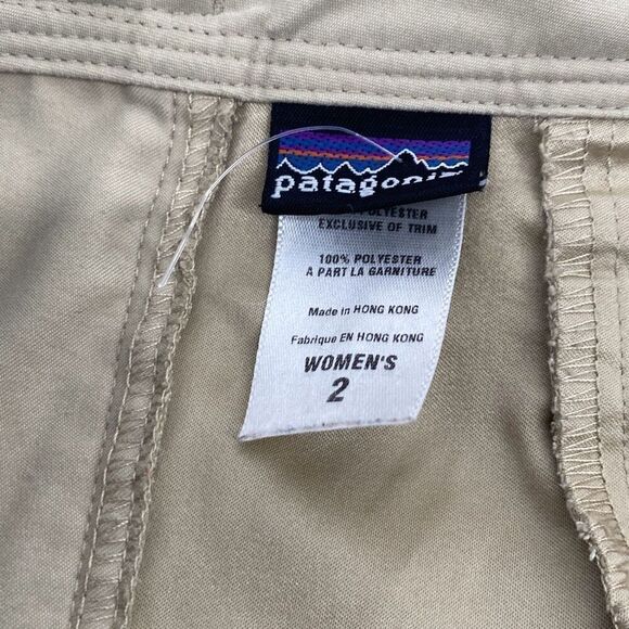 Patagonia Womens Walking Hiking shorts Pockets Logo Tan Size 2 - Picture 11 of 12